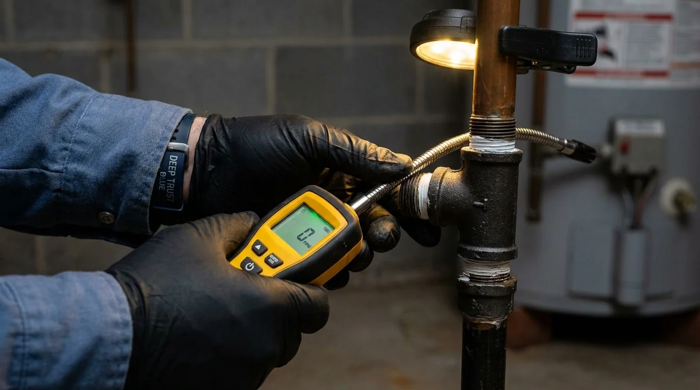Gas leak detection with electronic sniffer by Johns Plumbing LLC in West Portsmouth