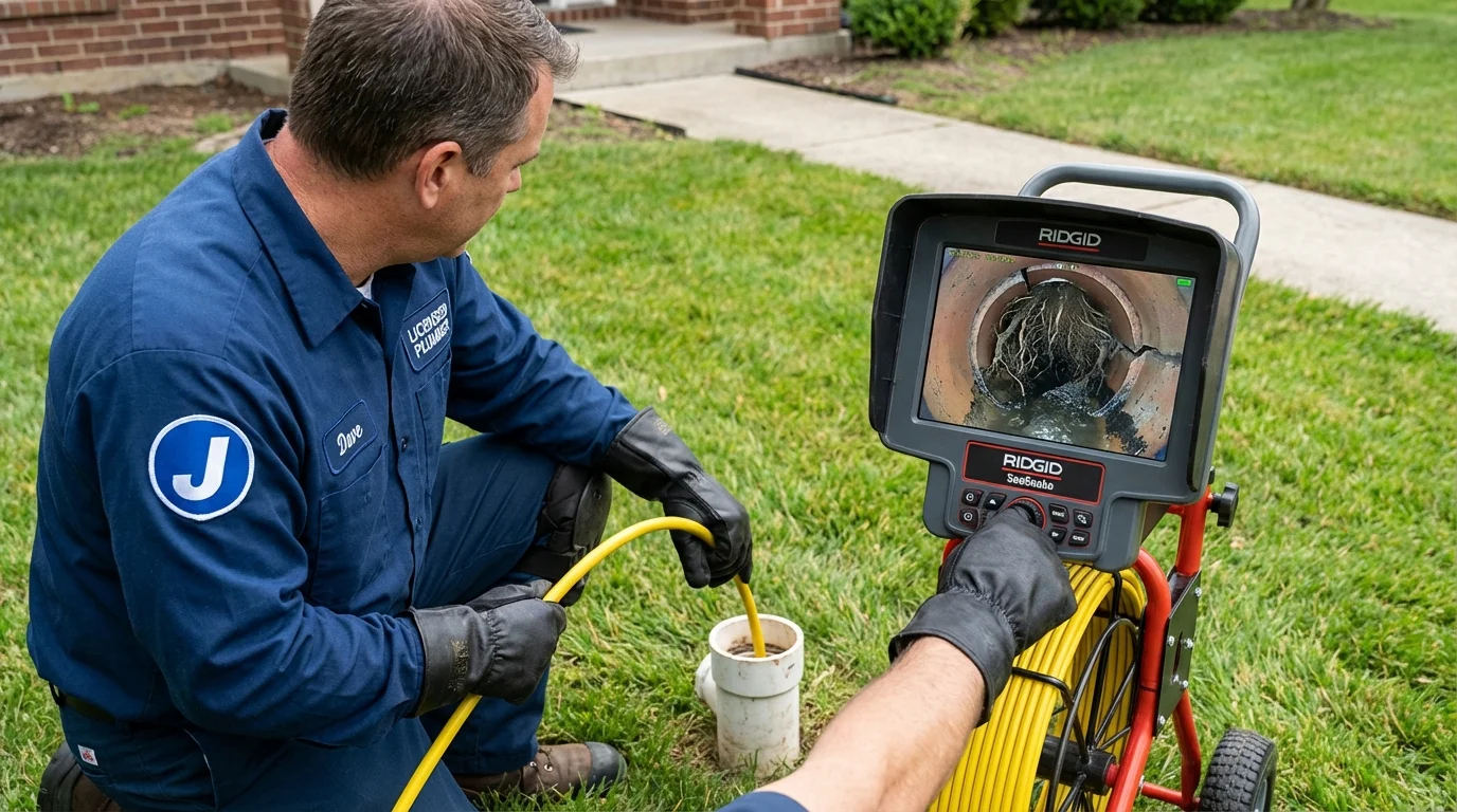 Sewer camera inspection being performed by Johns Plumbing LLC in West Portsmouth